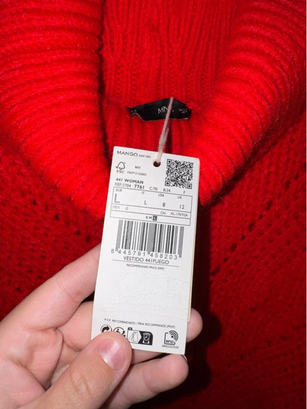 Mango Size Large Red Sweater Turtle Neck Sweater Dress NWT - Picture 4 of 4